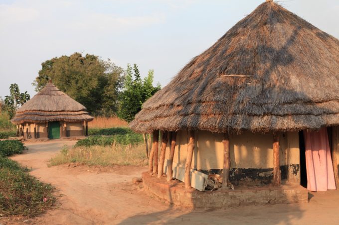 Pictured above are grass thatch huts in Kajokeji, South Sudan