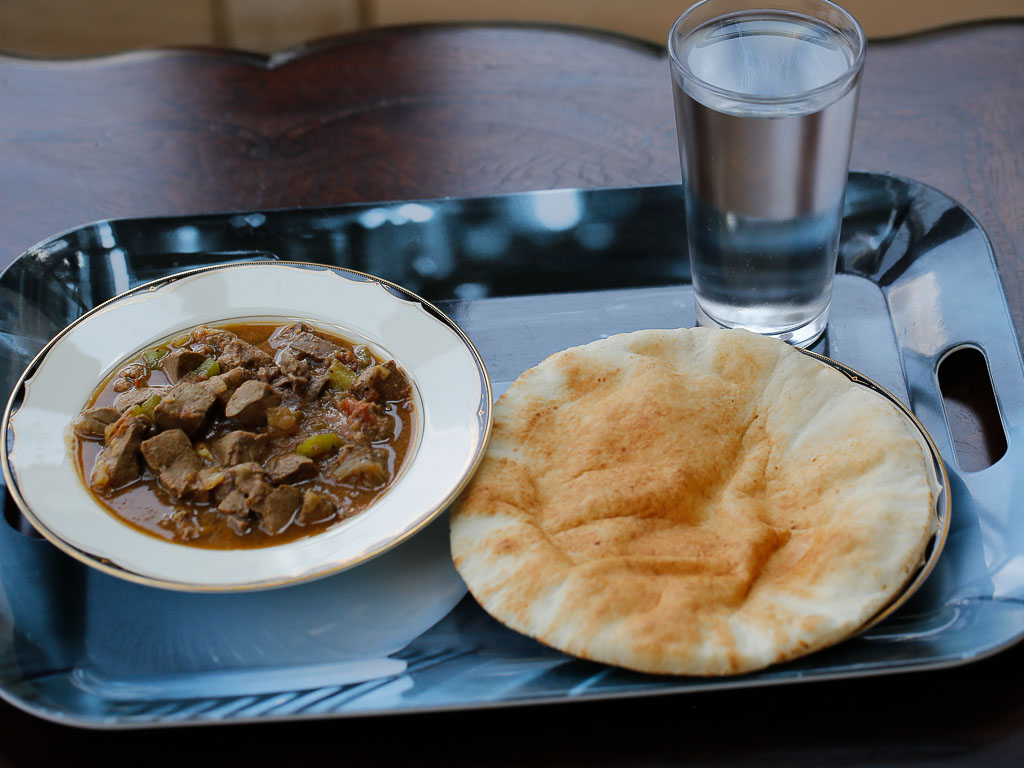 Liver stew serve with pita bread, South Sudanese Style
